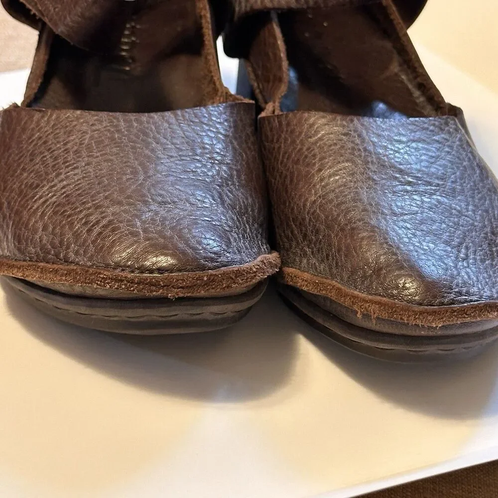 Trippen Germany Women's Brown Leather Edel Mary Jane Wedge EU 38 Lagenlook fairy